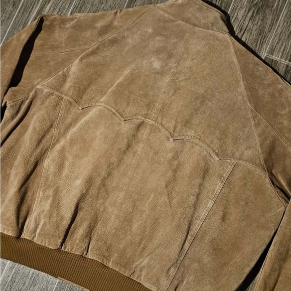 Orvis Genuine Leather Bomber Jacket Full Zip Plaid Lined Barn Chore Mens XL - Picture 8 of 9